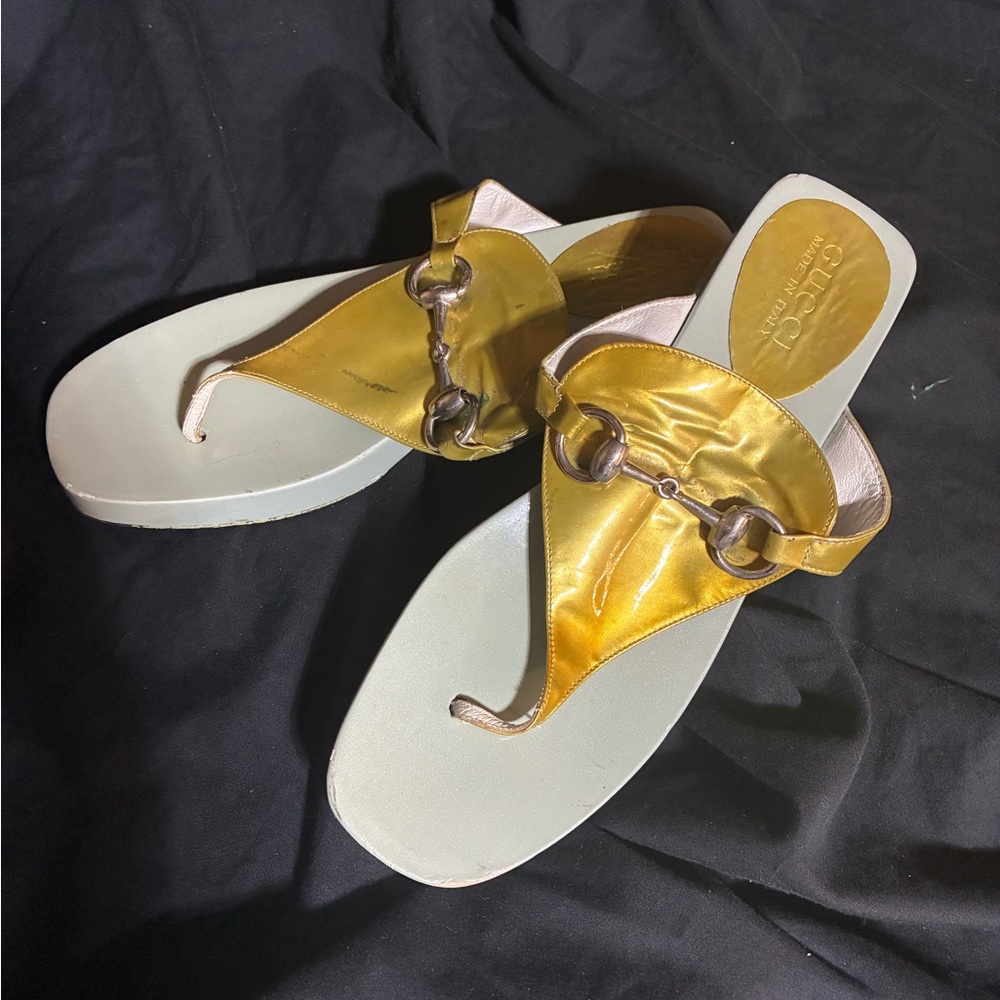 Gucci Metallic Green Women's Sandals